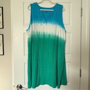 Blue and Green Sleeveless Dress